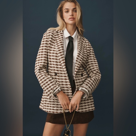 Anthropologie Dolan Left Coast Knit Houndstooth Blazer JacketSize: XS